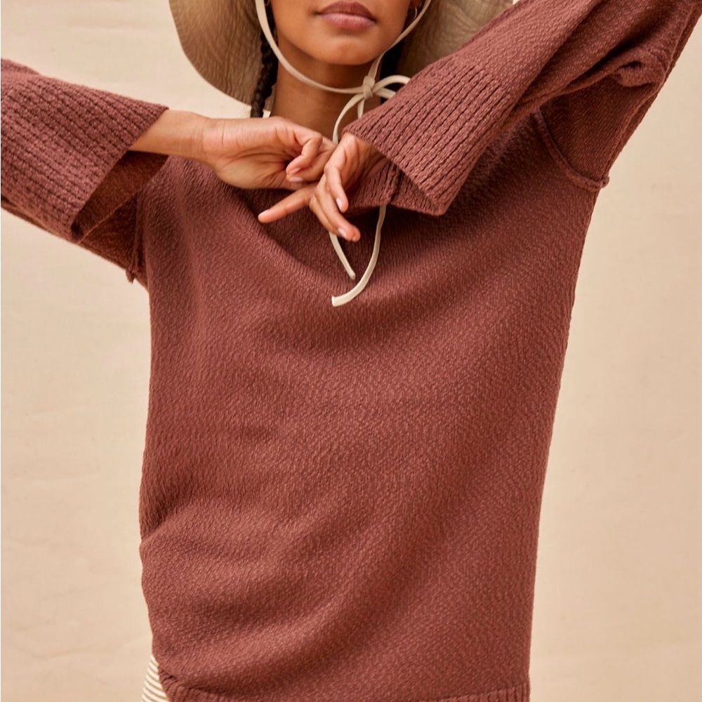 Free People Textured Knit Tunic in Rust